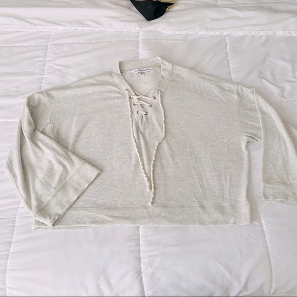 Cupcakes and Cashmere Soma brushed knit oversized lace up v-neck pullover - Picture 2 of 8